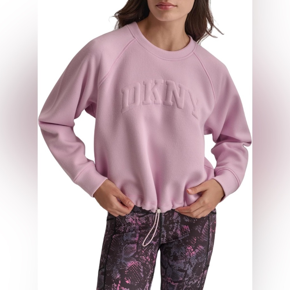 DKNY womens Drawcord Cropped Crewneck Sweatshirt NWT Size L